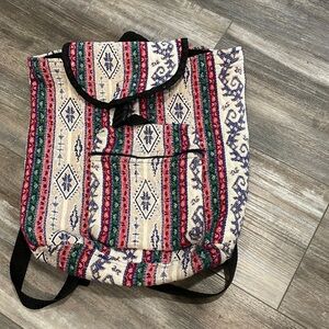 Woven tribal print backpack